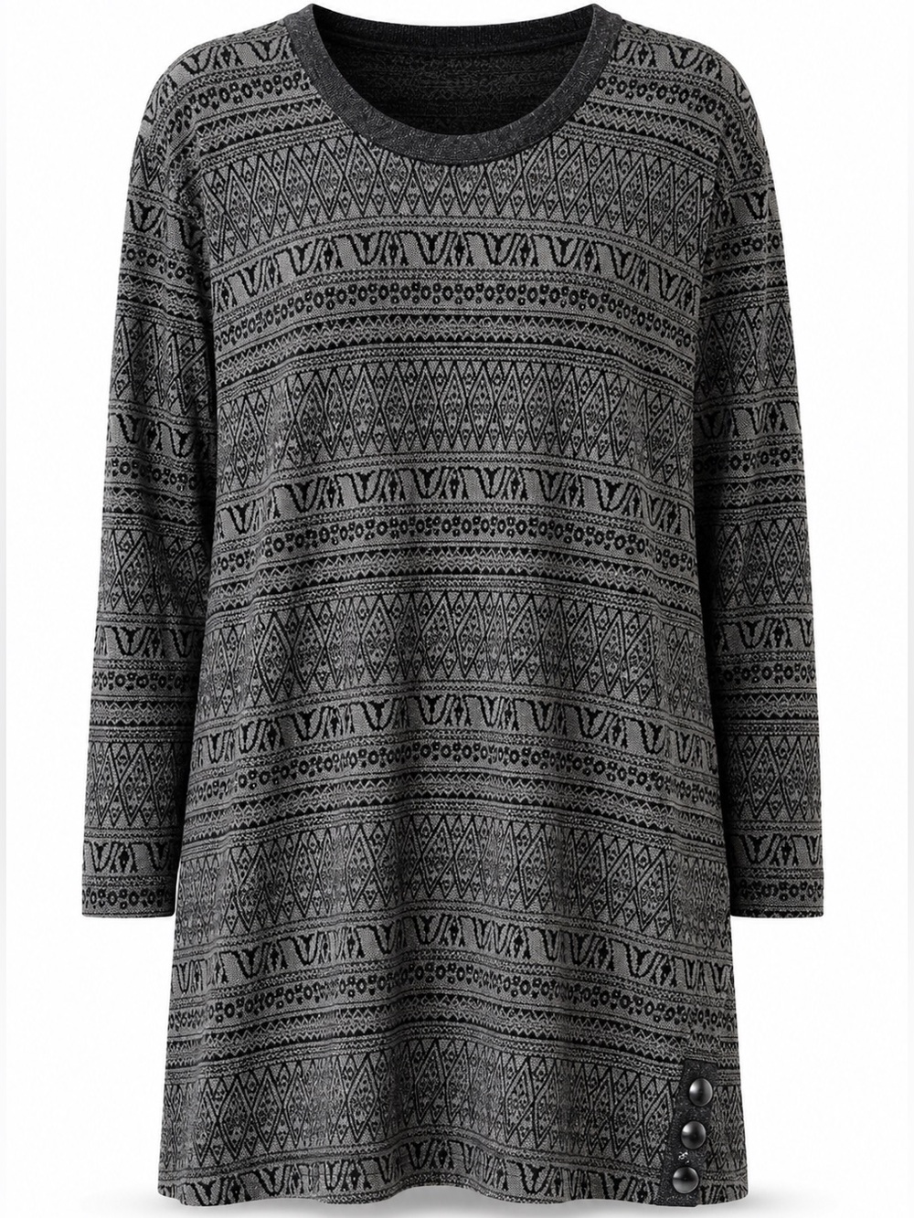 KAVU Women's Blake Long Sleeve Knit Dress Fair Isle Tribal Aztec Geometric SZ M